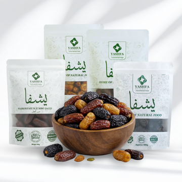 Saudi Dates Pack of 4 (Ajwa, Mabroom, Amber, Sukkari)