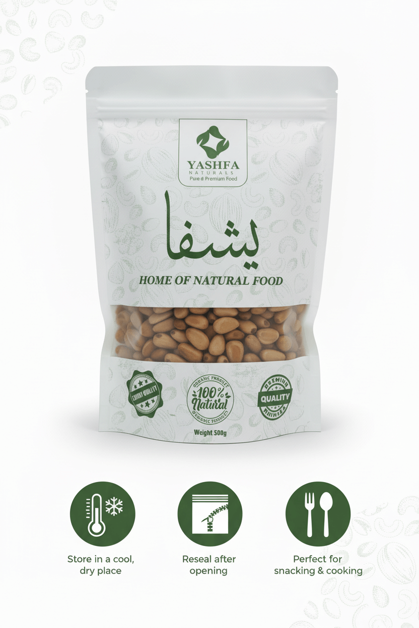 Yashfa Naturals Chilgoza Pine Nuts Storage and Usage Infographic