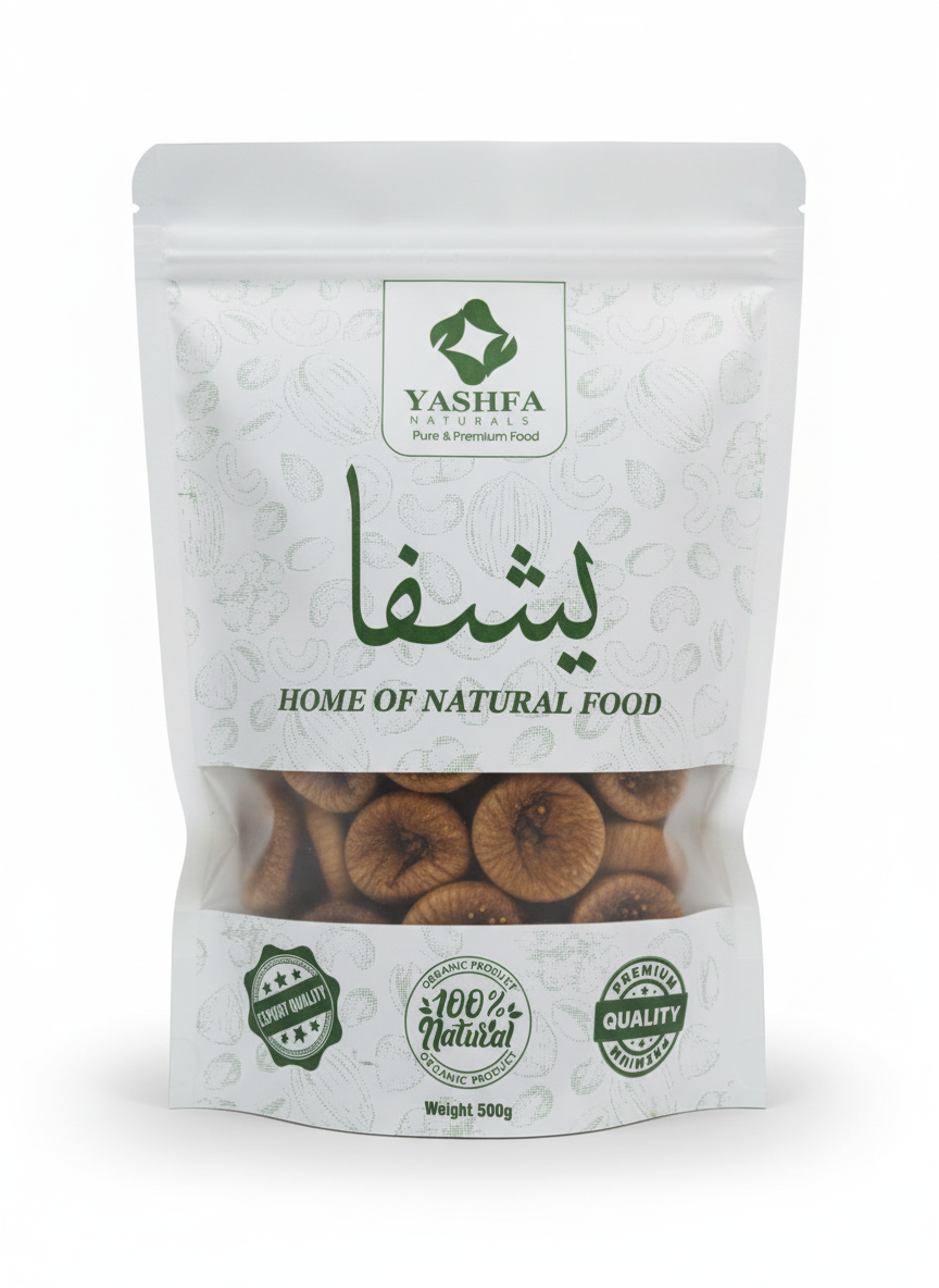 Yashfa Naturals Dried Figs Pouch - White Background