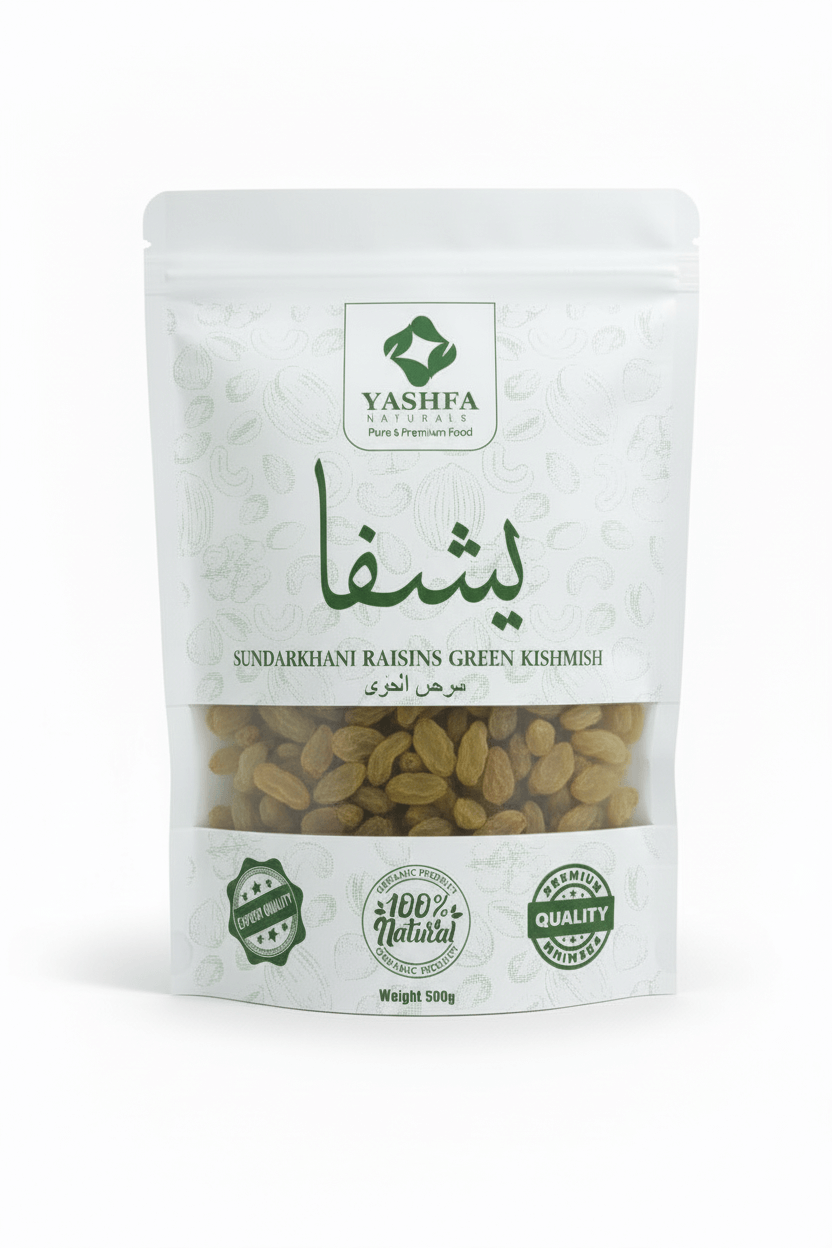Yashfa Naturals Sundarkhani Raisins Green Kishmish Pouch