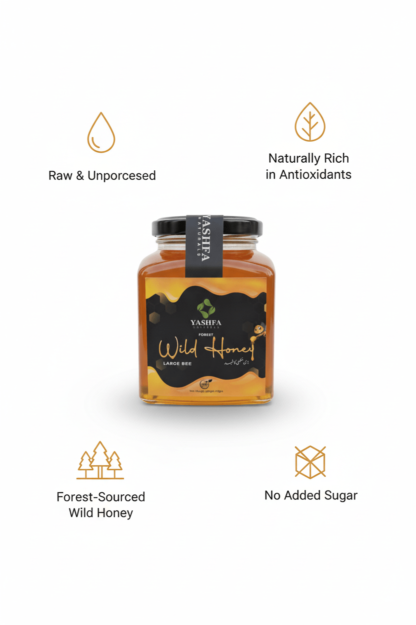 Yashfa Naturals Wild Honey Benefits Infographic